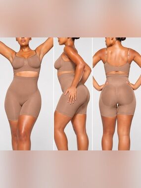SKIMS Seamless Sculpt Mid Thigh Short Shapewear tan Size M